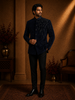 Navy Blue Beads Embroidered Design Velvet Men’s Suit