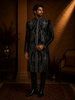 Black Sequins and Beads Embroidered Design Polynosic Men's Sherwani Set