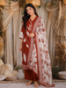 Rust Brown Leaf Printed Cotton Salwar Suit with Dupatta