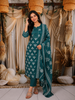 Teal Green Motif Printed Cotton Salwar Suit with Dupatta