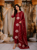 Dark Pink Birds Printed Design Cotton Straight Cut Salwar Suit with Dupatta