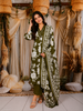 Olive Green Floral Printed Design Cotton Straight Cut Salwar Suit with Dupatta