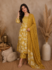 Mustard Floral Printed Cotton Salwar Suit with Dupatta