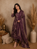 Deep Plum Floral Printed Cotton Salwar Suit with Dupatta