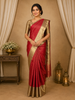 Queen Pink Butta Woven Pure Kanchipuram Silk Saree With Contrast Blouse