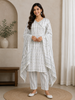 Ivory with Pista Green Cotton Straight Cut Salwar Suit Adorned with Floral Prints paired with Dupatta