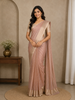 Peach Checked Design Semi Tussar Saree With Zari Border