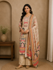 Beige Geometric Design Cotton Salwar Suit