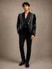 Black Floral and Geometric Embroidered Velvet Men's Suit