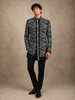 Black Floral Thread Embroidered Design Velvet Indo-Western Sherwani Set