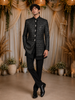 Black Abstract Design Velvet Indo-Western Sherwani