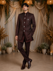 Wine Abstract Design Velvet Indo-Western Sherwani