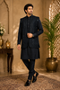 Teal Blue Embroidered Design Brocade Kurta Pyjama