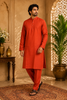 Rust Orange Solid Design Cotton Men’s Kurta