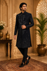 Black Embroidered Design Jacquard Indo-Western Sherwani