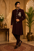 Maroon Embroidered Design Jacquard Indo-Western Sherwani