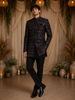 Black Floral And Tree Design Velvet Suit