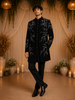 Black Sequins Design Polynosic Sherwani Suit
