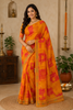 Yellow Abstract Printed Crepe Saree