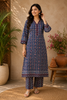 Dark Navy Blue Cotton Printed Salwar Suit
