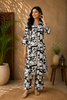 Monochrome Geometric Floral Printed Cotton Salwar Suit