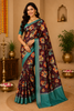 Deep Maroon Floral Prints Fancy Georgette Saree