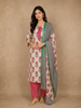 Queen Pink Floral Printed Design Cotton Straight Cut Salwar Suit with Dupatta
