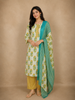 Yellow Floral Printed Design Cotton Straight Cut Salwar Suit with Dupatta