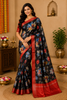 Black Floral Prints Fancy Chiffon Saree
