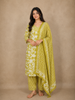 Olive Green Floral Printed Design Cotton Straight Cut Salwar Suit with Dupatta