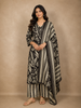 Light Grey Floral Printed Design Cotton Straight Cut Salwar Suit with Dupatta