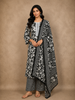 Black Floral Printed Cotton Straight Cut Salwar Suit with Dupatta