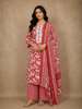 Red Floral Printed Cotton Salwar Suit with Printed Dupatta