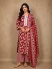 Maroon Floral Printed Cotton Salwar Suit with Printed Dupatta