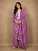 Purple Leaf Printed Design Cotton Straight Cut Salwar Suit