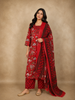 Dark Red Floral Printed Design Cotton Straight Cut Salwar Suit with Dupatta