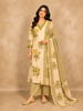 Mustard Yellow Floral Printed Design Cotton Straight Cut Salwar Suit with Dupatta