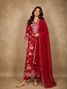 Queen Pink Floral Embroidered Design Cotton Straight Cut Salwar Suit with Dupatta