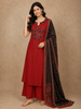 Bold Crimson Red Solid Design Cotton Palazzo Suit