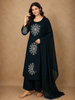 Peacock Blue Thread Embroidered Design Cotton Salwar Suit with Dupatta