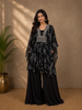 Black Floral Printed Kaftan-style Georgette Salwar suit