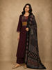 Deep Wine Maroon Ajrakh Printed Design Cotton Palazzo Suit