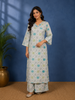 Light Blue Floral Designed Cotton Palazzo Salwar Suit