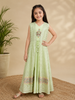 Pista Green Sequins Embroidery Net Gown