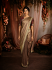 Rose Taupe Floral Zari Woven Design Banarasi Silk Saree with Designer Border
