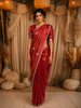 Rose Gold Floral Embroidered Design Tissue Silk Saree with Designer Border