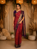 Royal Dual Tone Maroon Blue Butta Zari Woven Design Pure Kanchipuram Silk Saree with Contrast Border