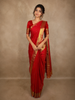 Dark Pink Mini Checked and Floral Butta Zari Woven Design Pure Kanchipuram Silk Saree with Zari Border