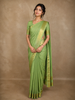 Soft Pistachio Pastel Green Mini Checked and Paisley Butta Zari Woven Design Pure Kanchipuram Silk Saree with Zari Border