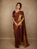 Rich Wine Maroon Floral Zari Woven Design Pure Kanchipuram Silk Saree with Zari Border